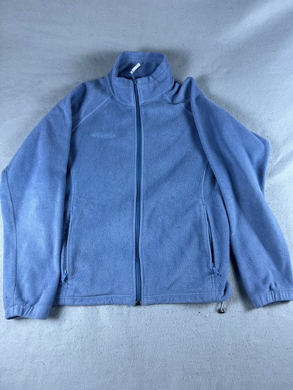 Columbia Fleece Jacket Womens L Blue Raglan Full Zip Mock Neck Winter Warm
